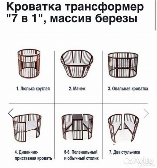 Кроватка-трансформер 7в1