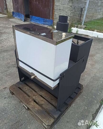 Печь банная на три помещения Гризли, бак справа