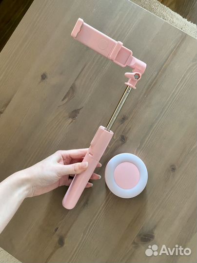 Штатив/селфи палка для телефона розовая