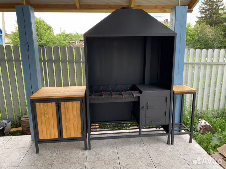 Мангал с печью под казан