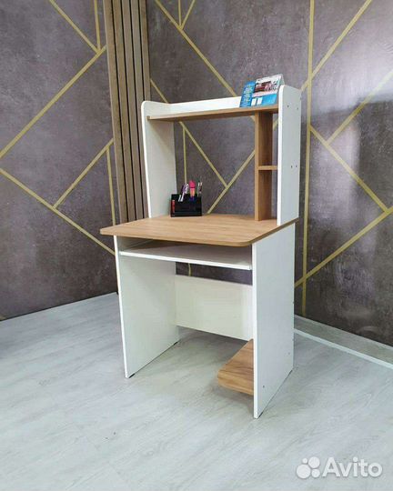 Компьютерный стол грета 1 белый-дуб золотой