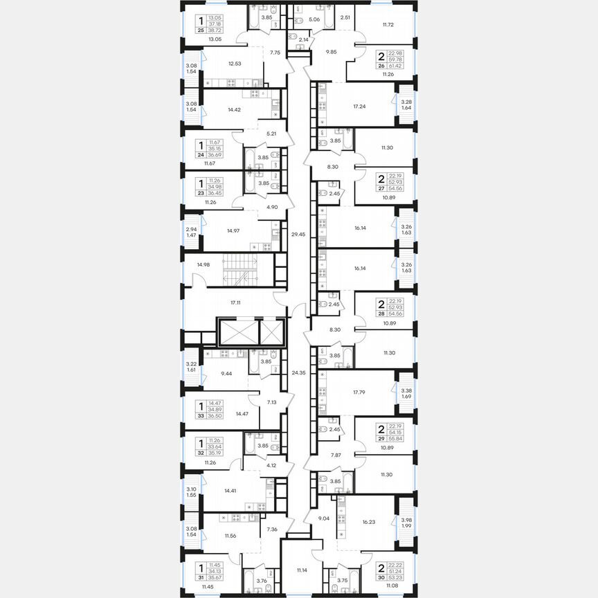 2-к. квартира, 53,2 м², 4/15 эт.
