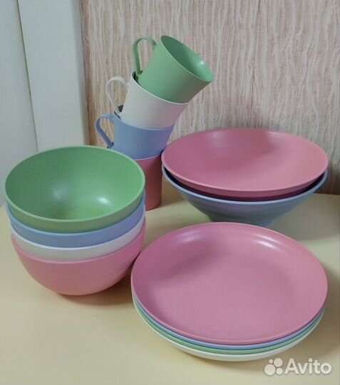 Посуда пластиковая с волокнами пшеницы (новая)