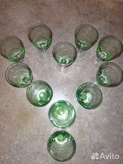 Рюмки советские, зеленые