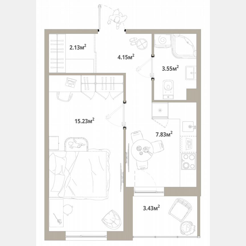 1-к. квартира, 34,6 м², 12/12 эт.
