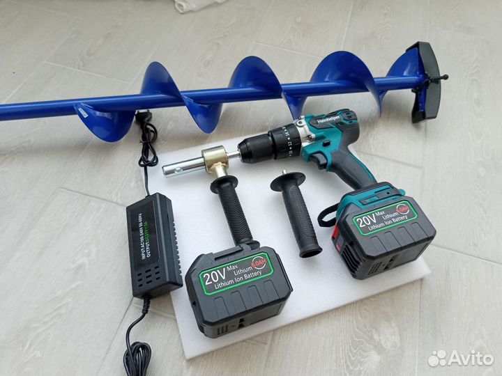 Ледобур Heinhelper 2 акб 6 Ампер+шнек Тонар 130 мм