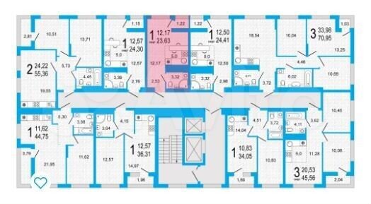 Квартира-студия, 23,6 м², 17/22 эт.