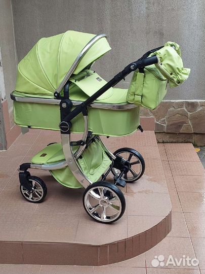 Коляска 2в1 Новая Кожа 2023 (салатовый)