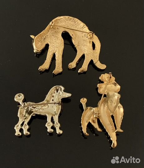 Винтаж Броши Леопард, пудель, совы, черепаха