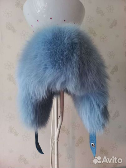 Шапка ушанка натуральная кожа с мехом р.54-56