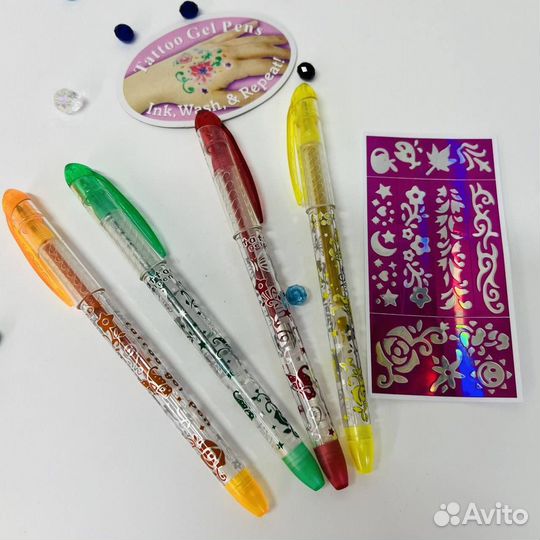 Набор ручек-тату,с трафаретом в ассортименте