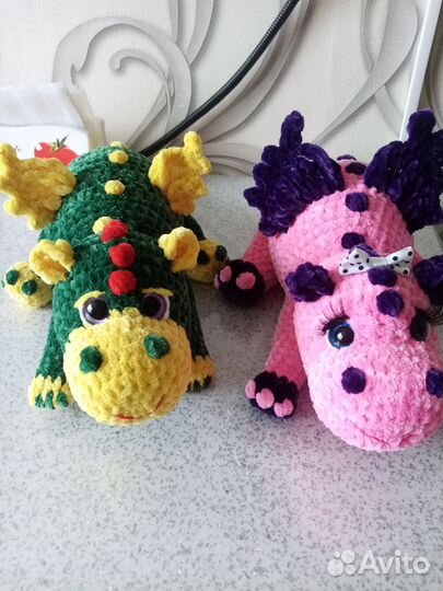 Вязаные игрушки драконы, динозавры
