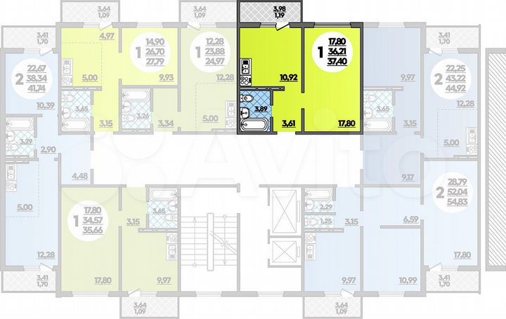 1-к. квартира, 37,4 м², 10/16 эт.