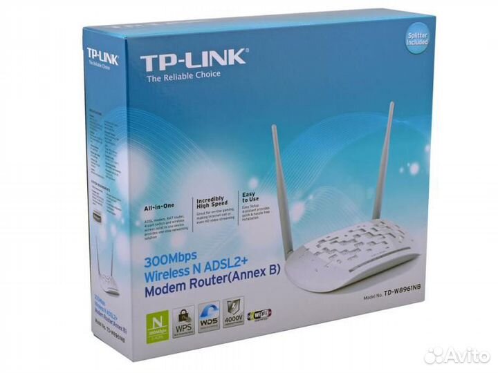 Wi-Fi роутер adsl TP-link TD-W8961NB новый