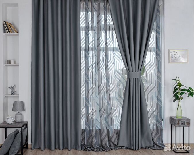 Шторы блэкаут Амадео серый новые пошив
