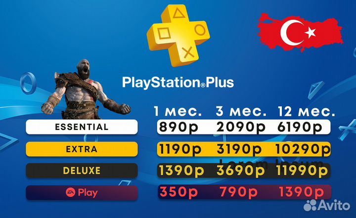 Подписки PS+ (все виды) 1/3/12 месяцев (Турция)