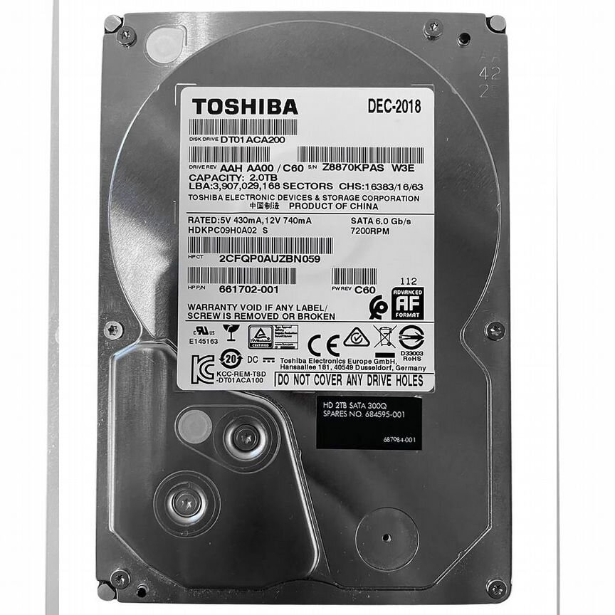 [684595-001] Жесткий Диск Hp 2tb Sata3 3,5" Hdd 684595-001