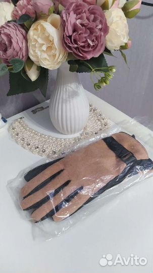 Перчатки женские кожаные новые