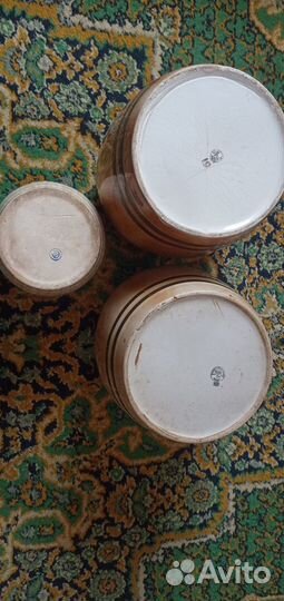 Бочонки 3 шт фаянсовые крышек нет