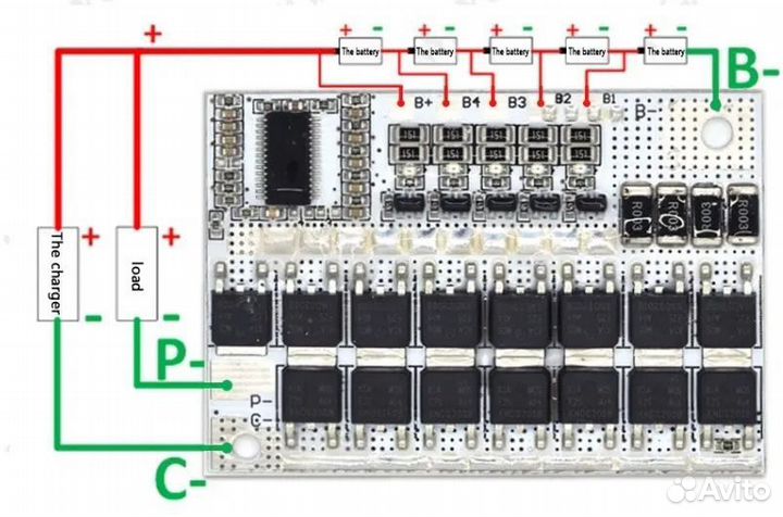 BMS плата 3S, 4S, 5S на 40A, 60A с балансировкой