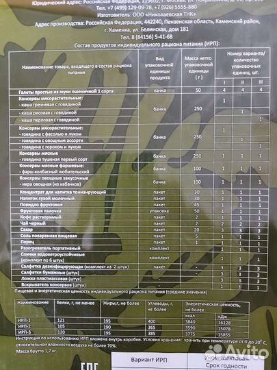 Сухпай ирп