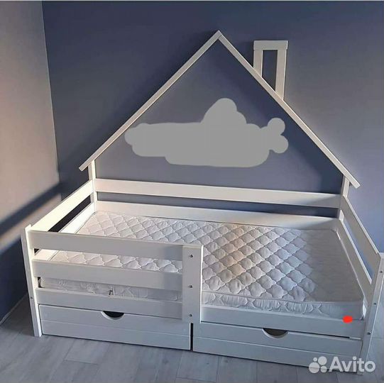 Кроватка детская софа домик массив березы