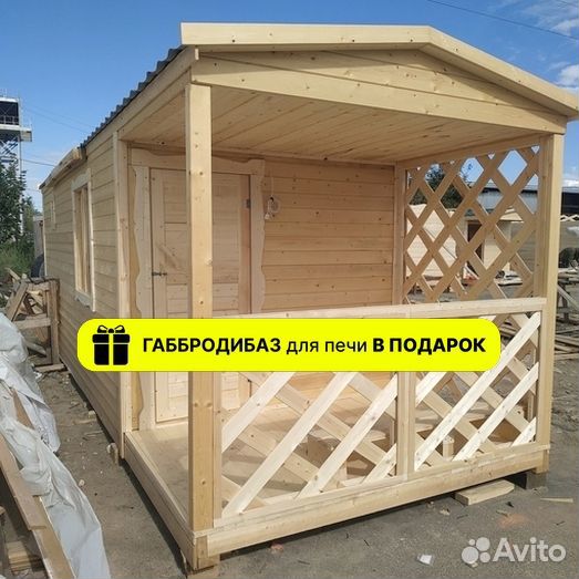 Каркасная баня 2,4х5,5 м. С крыльцом 1,5 м