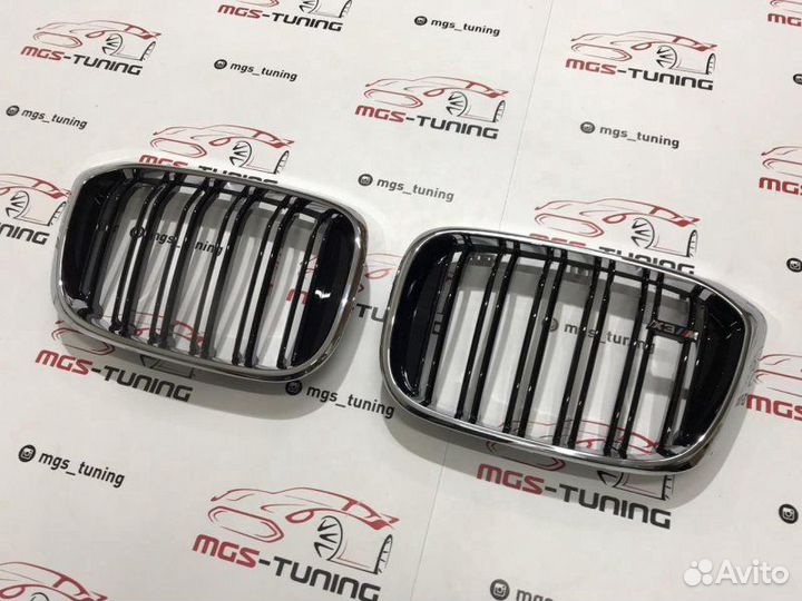 Решетка радиатора BMW Х3/X4 G01/G02 M Хром обод +М