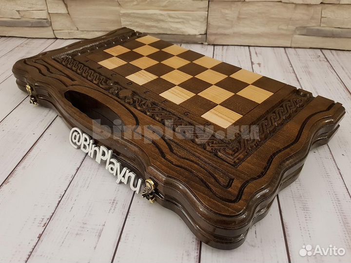 Шахматы, нарды, шашки (3 в 1) резные Кайзер 5025