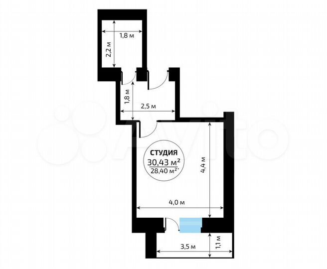 Квартира-студия, 28,4 м², 6/16 эт.