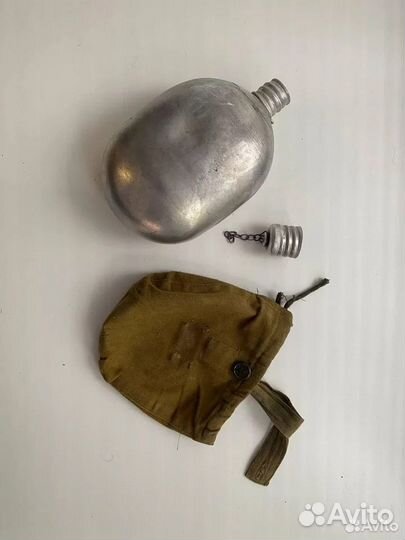 Алюминиевая фляжка с чехлом армейская