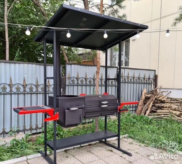 Барбекю комплекс:мангал с крышей печь гриль смокер