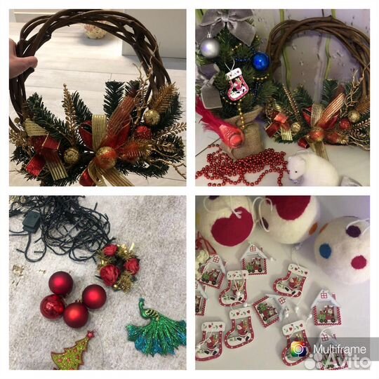 Ёлка искусственная,венок новогодний, шары