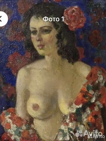 Картина маслом « Обнаженная с розой»