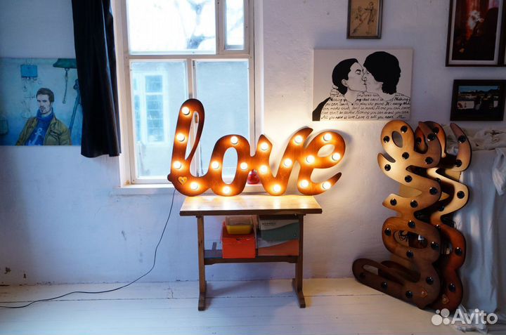 Буквы с подсветкой для свадьбы или лофта