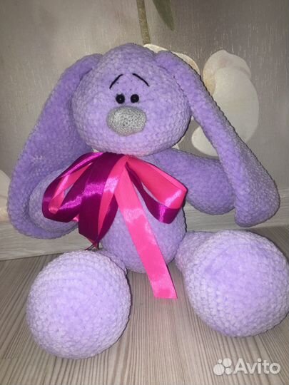 Зайка из плюшевой пряжи