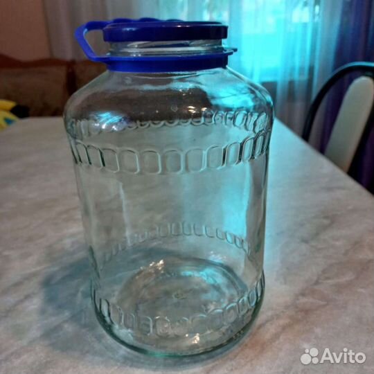 Банки стеклянные 3 литра с ручкой и крышкой, Б/у