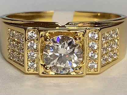Золотое кольцо с бриллиантом (муассанитом)