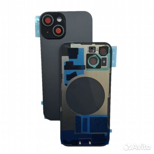 Задняя крышка для iPhone 15 чёрная со стеклом каме