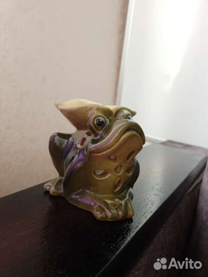 Аромалампа керамическая зелёная Лягушка