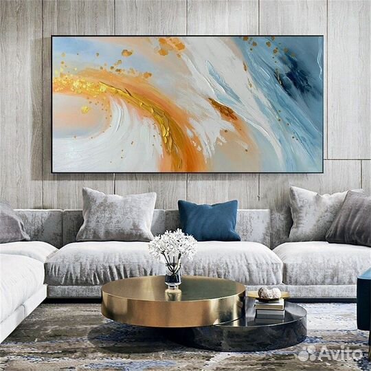 Большая картина абстракция с текстурой Примерка