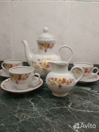 Сервиз кофейный фарфоровый на 3 персоны гдр