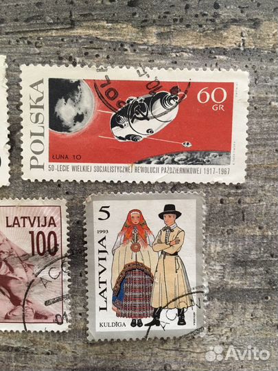 Марки почтовые.Куба,Польша,Латвия