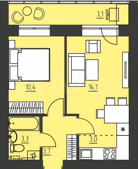 2-к. квартира, 37,6 м², 5/10 эт.