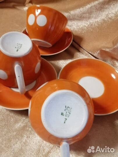 Чайные пары и сахарница. Винтаж СССР