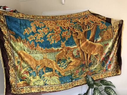 Ковер настенный олени. Плюш, велюр СССР винтаж