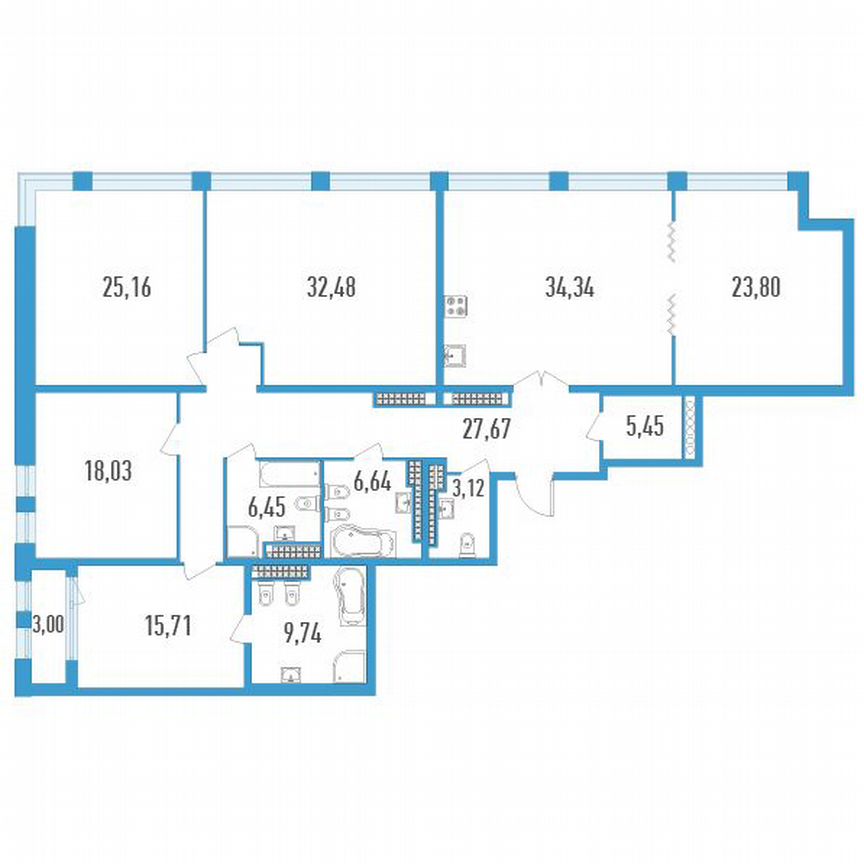 5-к. квартира, 210 м², 20/23 эт.