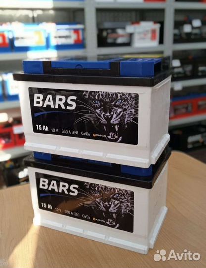 Аккумулятор на автомобиль Bars 75ач низкий