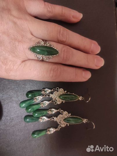 Винтажные украшения серьги и кольцо