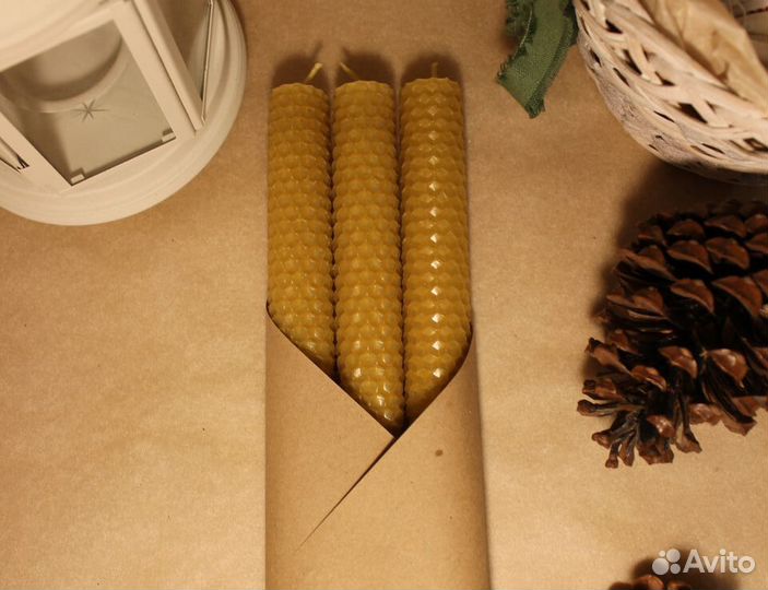 Набор свечей из вощины, свечи 25,5см - 3шт